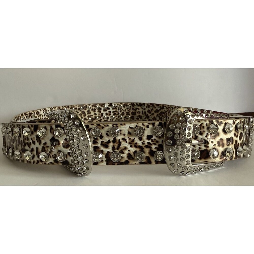 Rhinestone Belt Leopard Two Buckles Waist SZ 34  Western‎ New Glam Rock